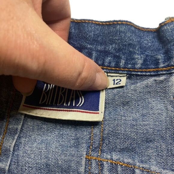 Vintage Bill Blass Button Front Denim Mini Skirt Blue Sz 12 - Picture 11 of 13